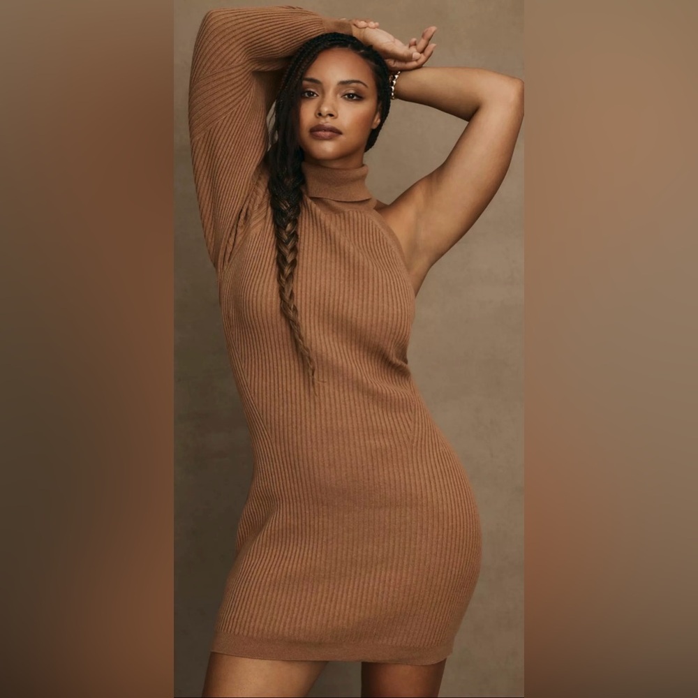 Anthropologie Asymmetrical Slim Sweater Mini Dress